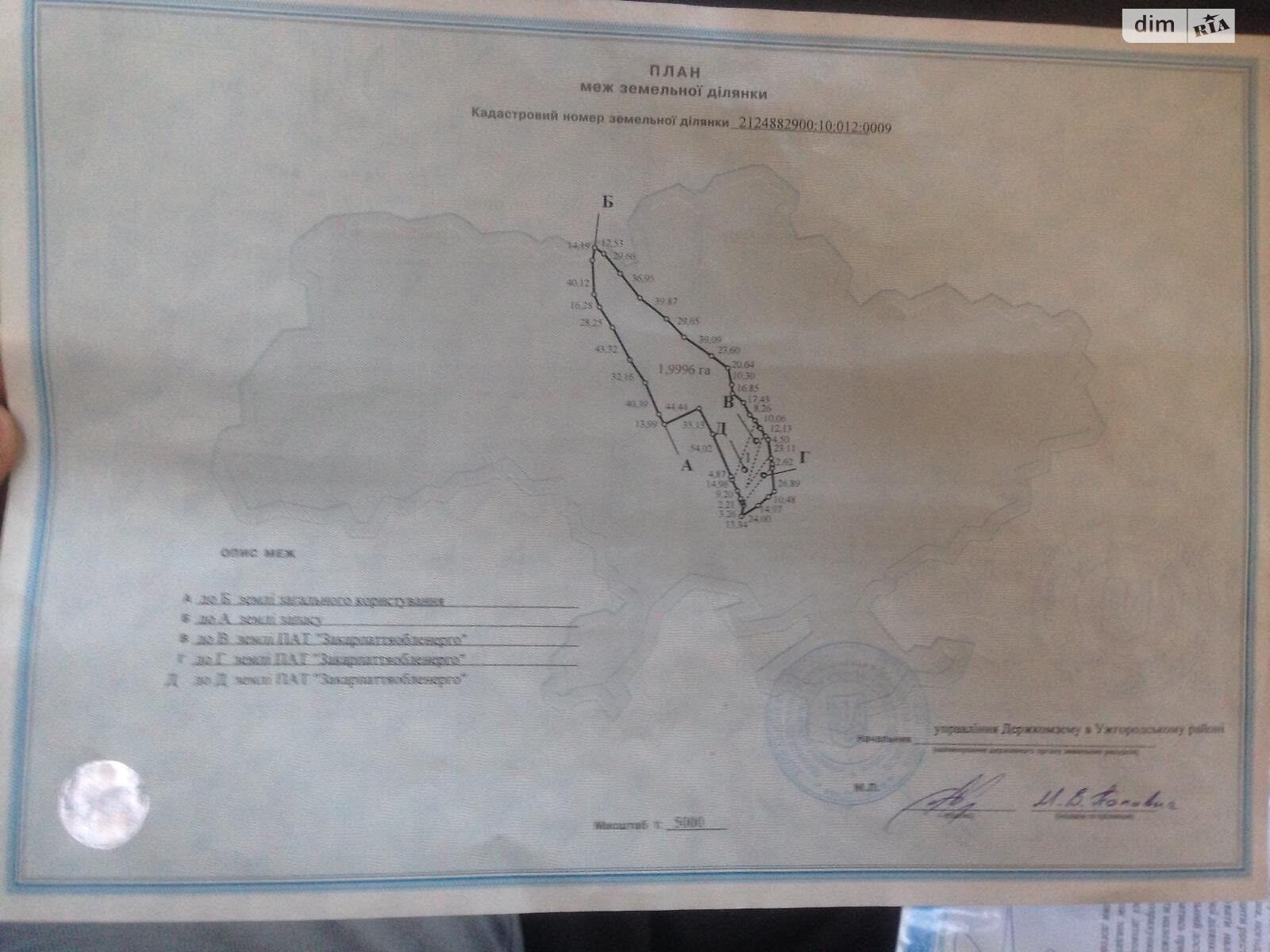 Земельна ділянка сільськогосподарського призначення в Гуті, площа 1.9996 Га фото 1 Земельна ділянка сільськогосподарського призначення в Гуті, площа 1.9996 Га фото 1