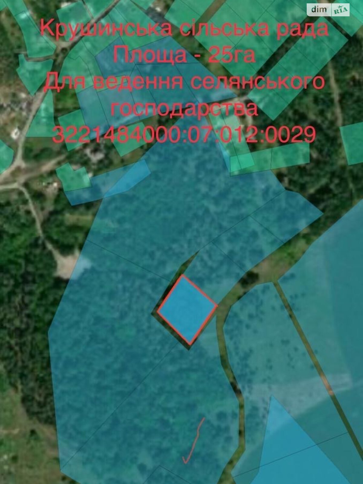 Земельный участок сельскохозяйственного назначения в Крушинке, площадь 0.25 Га фото 1 Земельный участок сельскохозяйственного назначения в Крушинке, площадь 0.25 Га фото 1