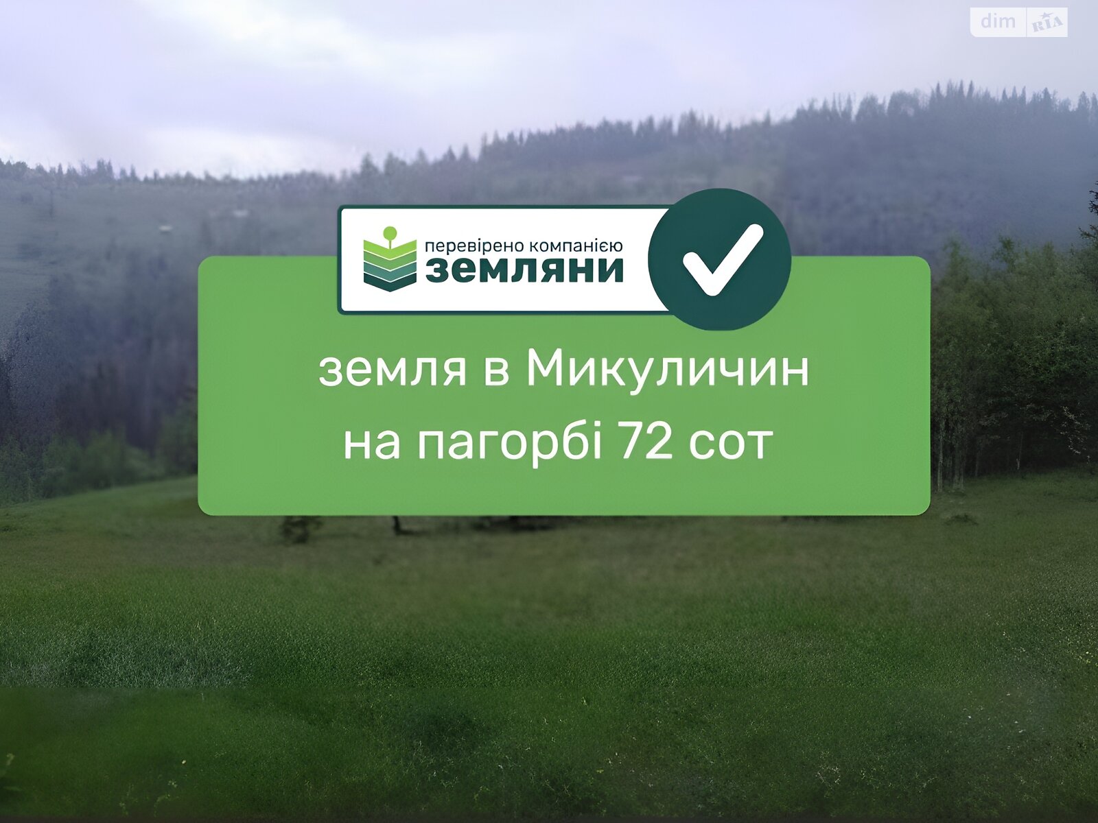 Земельный участок сельскохозяйственного назначения в Микуличине, площадь 72.39 сотки фото 1 Земельный участок сельскохозяйственного назначения в Микуличине, площадь 72.39 сотки фото 1