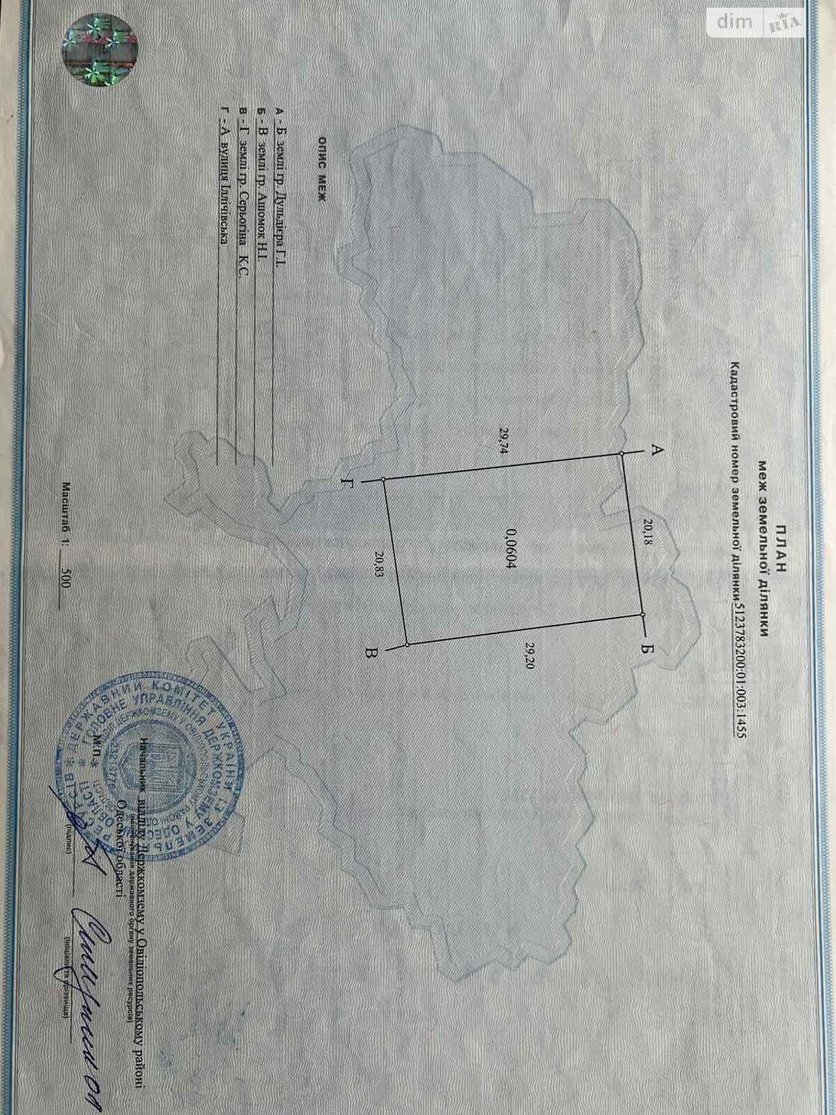 Земельна ділянка сільськогосподарського призначення в Новій Долині, площа 6.04 сотки фото 1