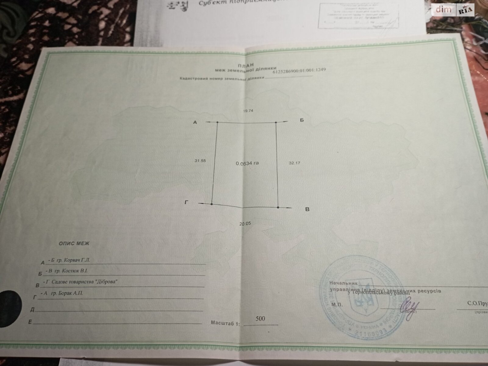 Земельный участок сельскохозяйственного назначения в Подгородном, площадь 0.634 сотки фото 1 Земельный участок сельскохозяйственного назначения в Подгородном, площадь 0.634 сотки фото 1