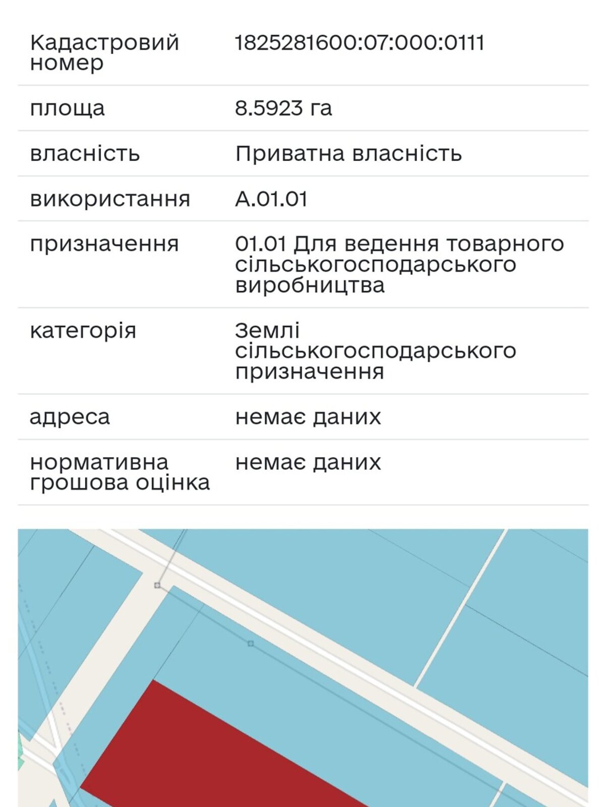 Земельна ділянка сільськогосподарського призначення в Трубіївці, площа 14.5 Га фото 1