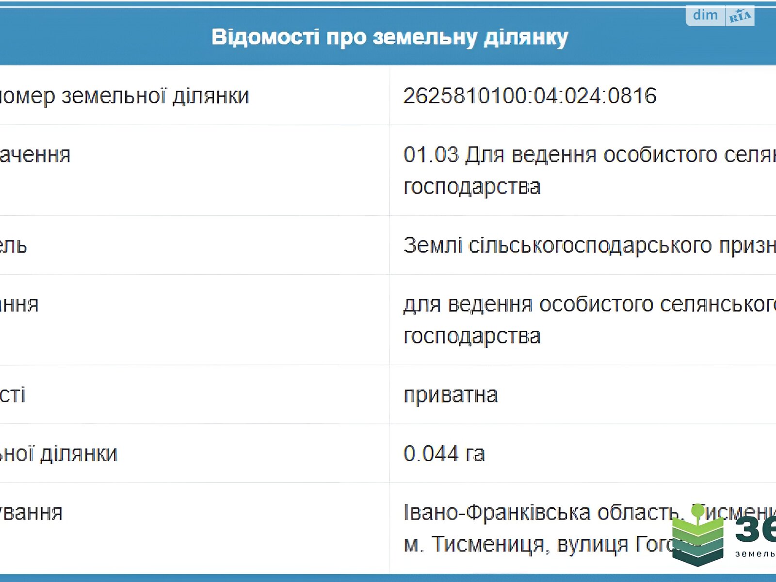 Земельна ділянка сільськогосподарського призначення в Тисмениці, площа 50.86 сотки фото 1 Земельна ділянка сільськогосподарського призначення в Тисмениці, площа 50.86 сотки фото 1