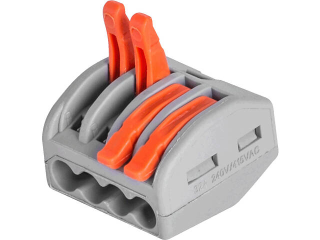 0,08-2,5мм.кв 32А 1⇒3 сполучна одинарна клема 22,3х22,3х14,5мм [p0660007] e.lc.pro.pl.4 E.NEXT помаранчевий важіль - Фото 2