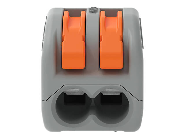 0,08-4мм.кв 32А 1⇒1 сполучна одинарна клема 20,5х12,4х14,5мм [222-412] WAGO помаранчевий важіль - Фото 1