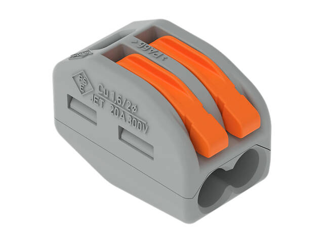 0,08-4мм.кв 32А 1⇒1 сполучна одинарна клема 20,5х12,4х14,5мм [222-412] WAGO помаранчевий важіль - Фото 3