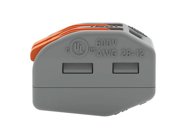 0,08-4мм.кв 32А 1⇒1 сполучна одинарна клема 20,5х12,4х14,5мм [222-412] WAGO помаранчевий важіль - Фото 4