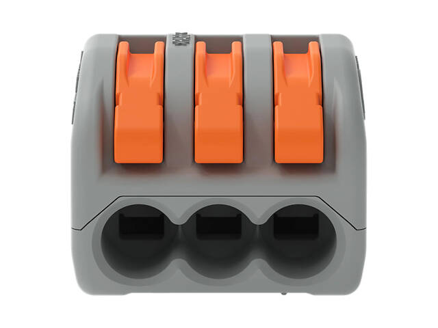 0,08-4мм.кв 32А 1⇒2 сполучна одинарна клема 20,5х17х14,5мм [222-413] WAGO помаранчевий важіль - Фото 1