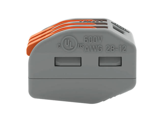 0,08-4мм.кв 32А 1⇒2 сполучна одинарна клема 20,5х17х14,5мм [222-413] WAGO помаранчевий важіль - Фото 4