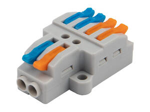 0,08-4мм.кв 32А 1⇒2+1⇒2 розгалуджувач одинарна клема 41,5х23,7х14,8мм [KV424] TACTIX кольорові важелі кріплення 3,1мм