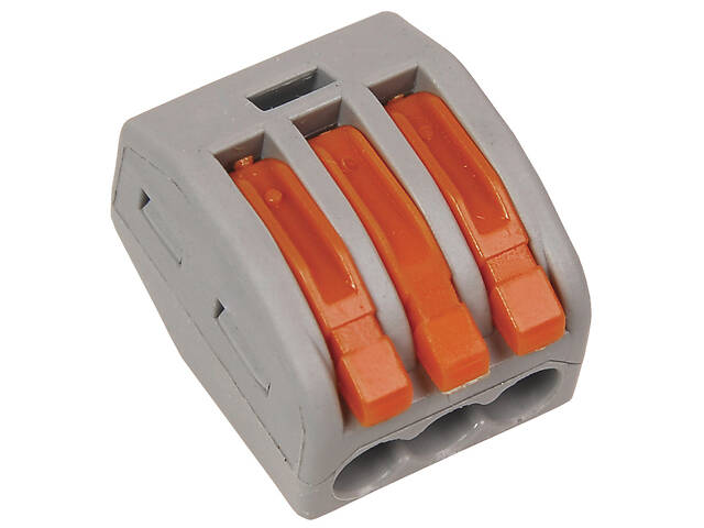 0,08-4мм.кв 32А 1⇒2 сполучна одинарна клема 17,4х21х14,5мм [UKZ-001-413-U] БМК 222-413 UEC помаранчевий важіль - Фото 1