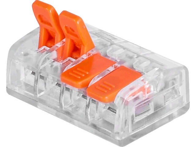 0,08-4мм.кв 32А 1⇒3 сполучна одинарна клема 24х25х12мм [p0660107] e.lc.pro.tr.pl.4 E.NEXT помаранчевий важіль - Фото 2