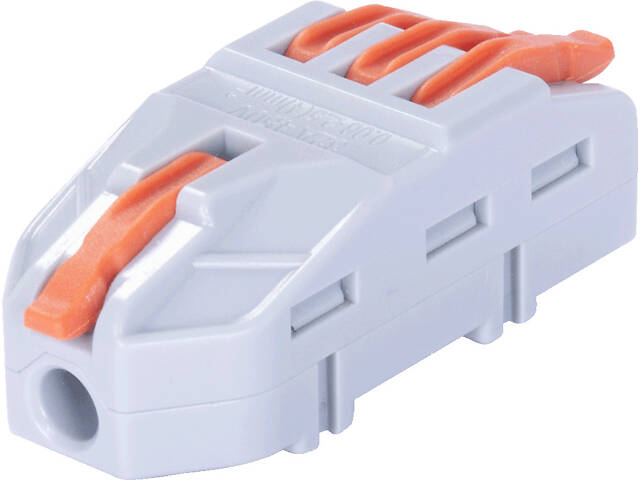 0,08-4мм.кв 32А 1⇒3 прохідна одинарна клема 42х17,6х14,7мм [p0660013] e.lc.pro.aw.uni.pl.1-3 E.NEXT помаранчевий важіль - Фото 1