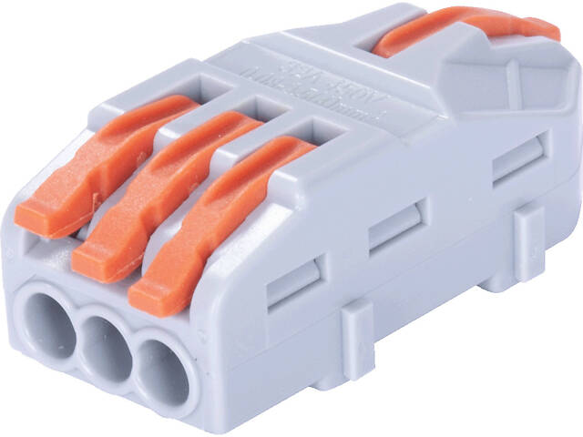 0,08-4мм.кв 32А 1⇒3 прохідна одинарна клема 42х17,6х14,7мм [p0660013] e.lc.pro.aw.uni.pl.1-3 E.NEXT помаранчевий важіль - Фото 2