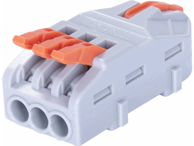 0,08-4мм.кв 32А 1⇒3 прохідна одинарна клема 42х17,6х14,7мм [p0660013] e.lc.pro.aw.uni.pl.1-3 E.NEXT помаранчевий важіль - Фото 3