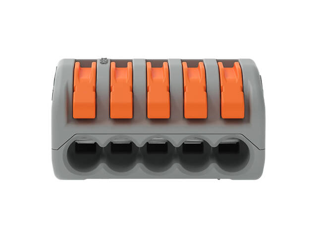 0,08-4мм.кв 32А 1⇒4 сполучна одинарна клема 20,5х26,6х14,5мм [222-415] WAGO помаранчевий важіль - Фото 1