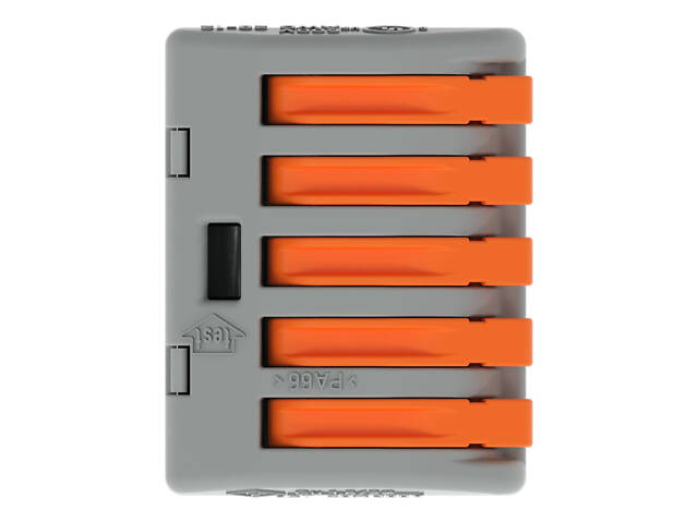 0,08-4мм.кв 32А 1⇒4 сполучна одинарна клема 20,5х26,6х14,5мм [222-415] WAGO помаранчевий важіль - Фото 4