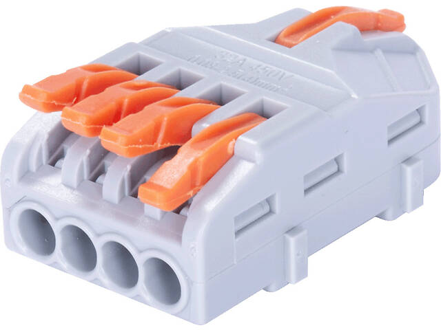 0,08-4мм.кв 32А 1⇒4 прохідна одинарна клема 42х22,4х14,7мм [p0660014] e.lc.pro.aw.uni.pl.1-4 E.NEXT помаранчевий важіль - Фото 3