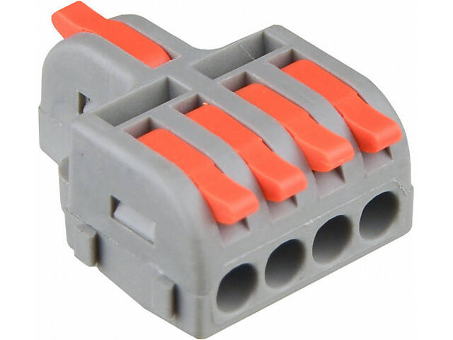 0,08-4мм.кв 32А 1⇒4 проходная наборная клемма 23,9х31,5х13,5мм [A0130010126] DB-14 АСКО оранжевый рычаг крепеж - Фото 1