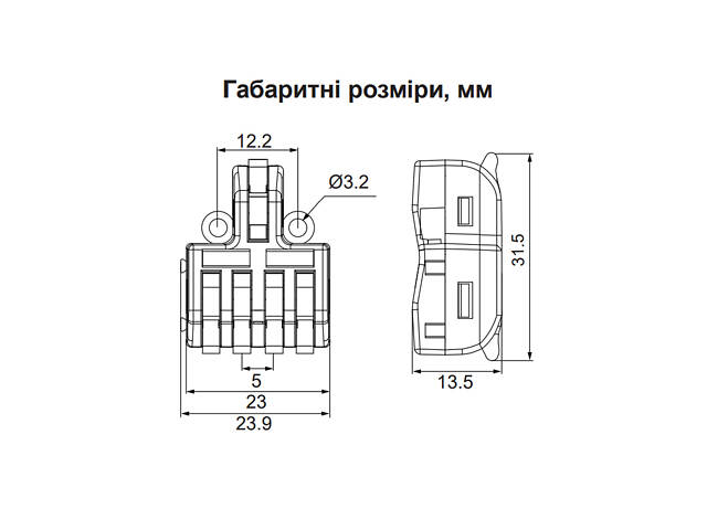 0,08-4мм.кв 32А 1⇒4 проходная наборная клемма 23,9х31,5х13,5мм [A0130010126] DB-14 АСКО оранжевый рычаг крепеж - Фото 2