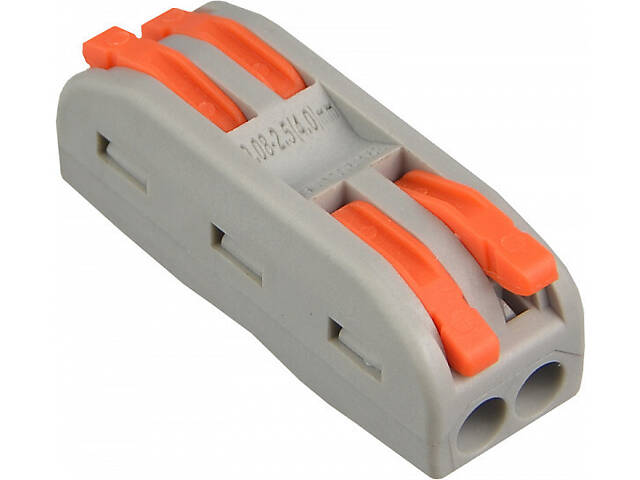 0,08-4мм.кв 32А 2х1⇒2х1 проходная одинарная клемма 40,3х13,6х14,5мм [A0130010109] PCT-2-2 АСКО оранжевый рычаг