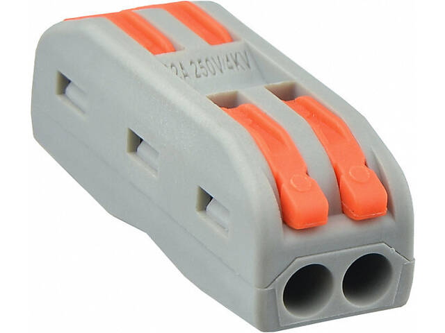 0,08-4мм.кв 32А 2х1⇒2х1 прохідна одинарна клема 40,3х13,6х14,5мм [A0130010109] PCT-2-2 АСКО помаранчевий важіль - Фото 2