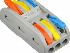 0,08-4мм.кв 32А 3х1⇒3х1 прохідна одинарна клема 40,3х18,6х14,5мм [A0130010112] PCT-2-3-С АСКО кольорові важелі