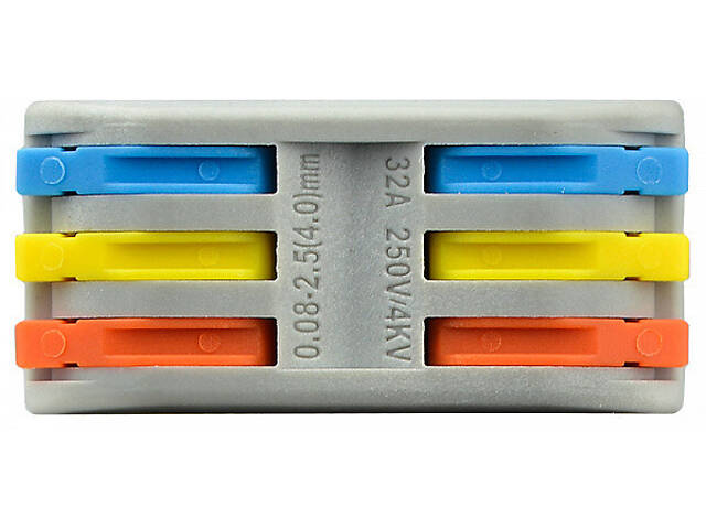 0,08-4мм.кв 32А 3х1⇒3х1 прохідна одинарна клема 40,3х18,6х14,5мм [A0130010112] PCT-2-3-С АСКО кольорові важелі - Фото 4