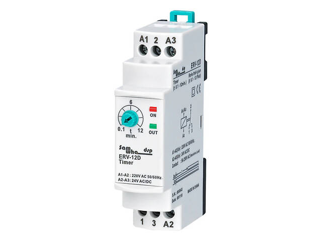 0.1сек-12мин 5А задержка на включение реле времени 160-250V [ERV-12D] Samwha - Фото 1