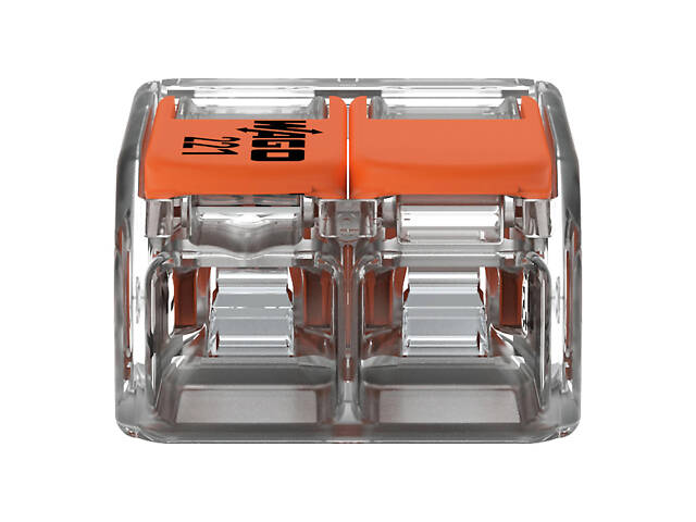 0,2-4мм.кв 32А 1⇒1 сполучна одинарна клема 18,8х13,2х8,4мм [221-412] WAGO помаранчевий важіль - Фото 2