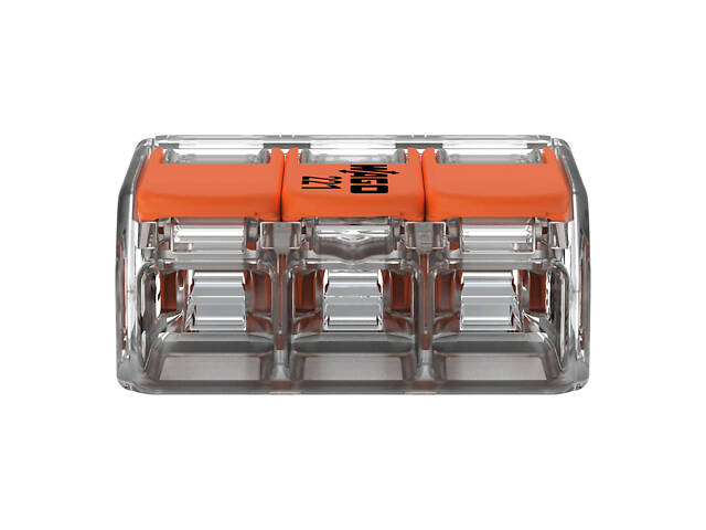 0,2-4мм.кв 32А 1⇒2 сполучна одинарна клема 18,6х18,8х8,4мм [221-413] WAGO помаранчевий важіль - Фото 2