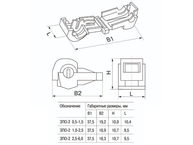 0.5-1.5 мм.кв Затискач-відгалужувач червоний (100шт) [UKW10-1-100] ЗПО-2 UEC - Фото 2