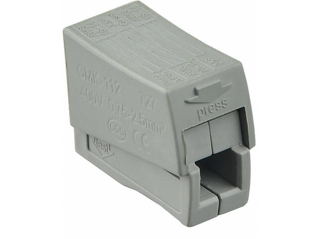 0,5-2,5мм.кв 24А 1⇒2 прохідна одинарна клема для светильников 21х10х16мм [A0130010087] CMK-112 АСКО сіра - Фото 3