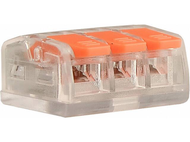 0,5-4мм.кв 32А 1⇒2 сполучна одинарна клема 19,5х19х9,8мм [A0130010132] CMK-633 АСКО помаранчевий важіль - Фото 4