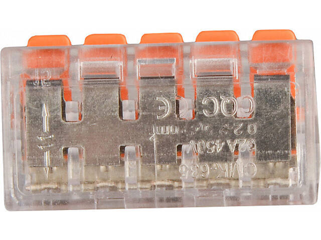 0,5-4мм.кв 32А 1⇒4 сполучна одинарна клема 19,5х30х9,8мм [A0130010133] CMK-635 АСКО помаранчевий важіль - Фото 6