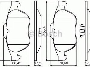 0986495264 BOSCH Гальмівні колодки до дисків BOSCH 0986495264 на RENAULT LAGUNA II (BG0/1_)