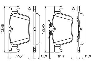 Комплект гальмівних накладок, дискове гальмо BOSCH 0986495394