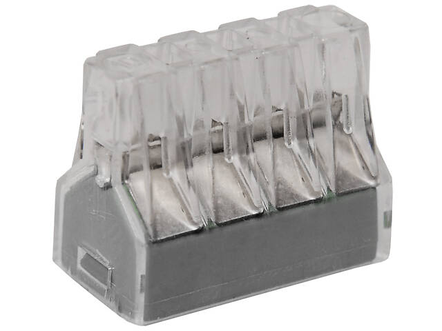 1,5-2,5 мм² 24А 1⇒7 з'єднувальна одинарна клема 24,2х19,5х13,6 мм [UKZ-001-328] СМК 773-328 UEC сіра вставка - Фото 2