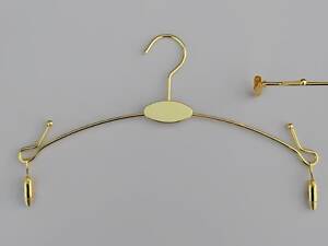 10 шт. Металеві вішалки для нижньої білизни RESTEQ, золотисті з металевими прищіпками 28 см (упаковка)