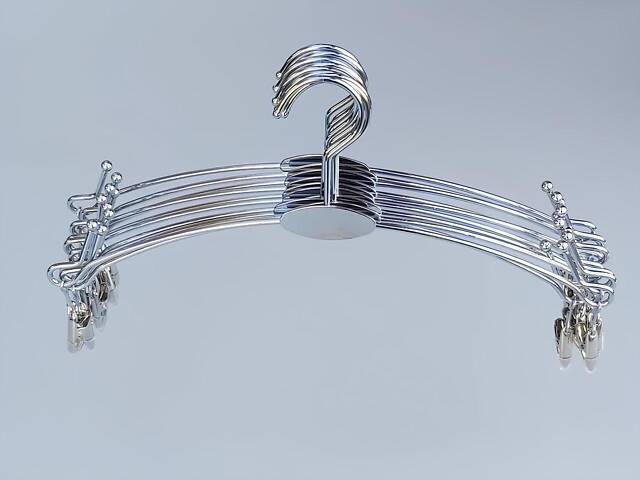 10 шт.Металеві вішалки для нижньої білизни RESTEQ, сріблясті з прищіпками 28см (упаковка) - Фото 3