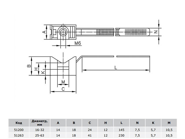 Ø16-32 тримач під дюбель з хомутом L=145мм, нейлон (1 шт.) [51200] Express ДКС - Фото 5