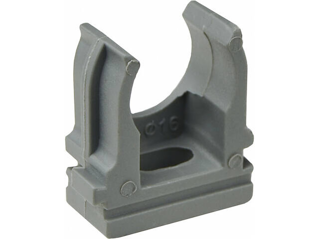 ⌀16мм тримач-кліпса з фіксатором, під дюбель, сірий поліпропілен (50шт) [1730] АСКО - Фото 1