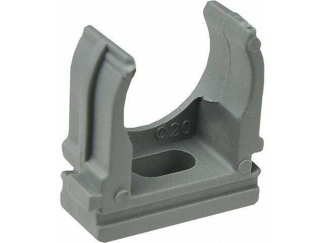 ⌀20мм тримач-кліпса з фіксатором, під дюбель, сірий поліпропілен (50шт) [1254] АСКО - Фото 1