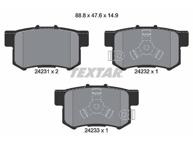 Комплект гальмівних накладок, дискове гальмо TEXTAR 2423101