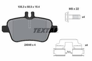 Комплект гальмівних накладок, дискове гальмо TEXTAR 2484801