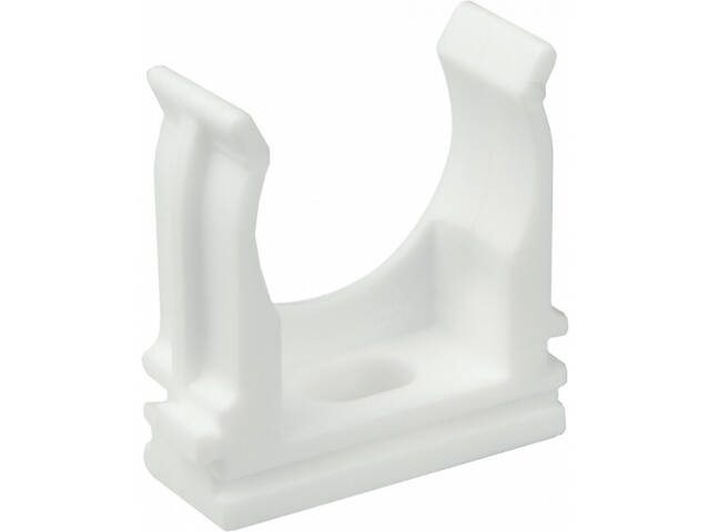 ⌀25мм тримач-кліпса з фіксатором, під дюбель, білий поліпропілен (25шт) [6673] АСКО - Фото 1