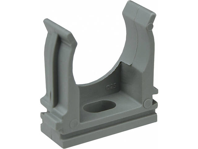 ⌀25мм тримач-кліпса з фіксатором, під дюбель, сірий поліпропілен (25шт) [3113] АСКО - Фото 1
