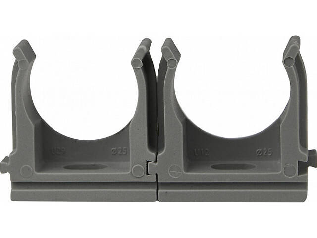 ⌀25мм тримач-кліпса з фіксатором, під дюбель, сірий поліпропілен (25шт) [3113] АСКО - Фото 2