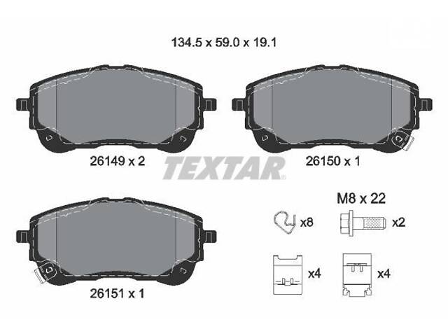 2614901 TEXTAR Гальмівні колодки до дисків