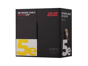 2E Кабель CAT 5e, U-UTP, 305м, AWG 24/1, LSZH, желтый